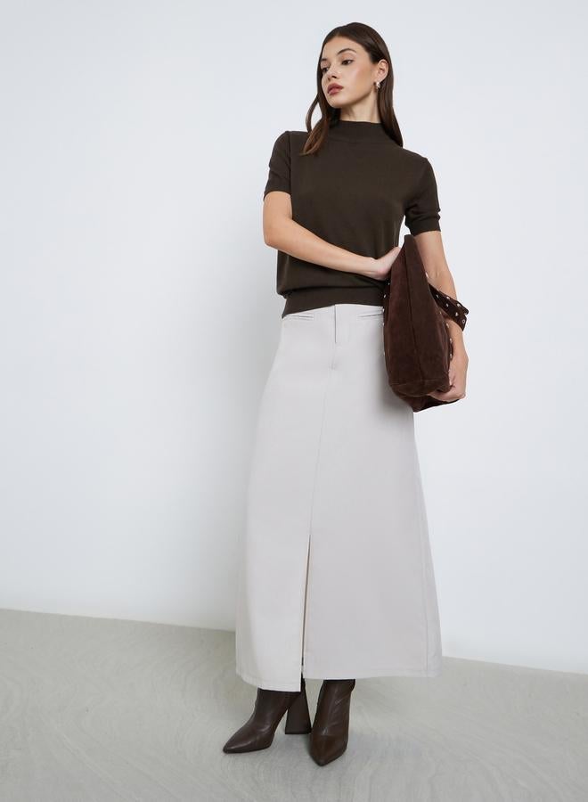 Styli Brown Short Sleeve Knit Top - Image 2